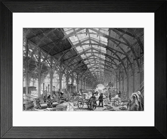 Framed Print : The Eastern Annexe of the International Exhibition Building containing agricultural implements, 1862 Creator: Unknown Framed Print : The Eastern Annexe of the International Exhibition Building containing agricultural implements, 1862 Creator: Unknown