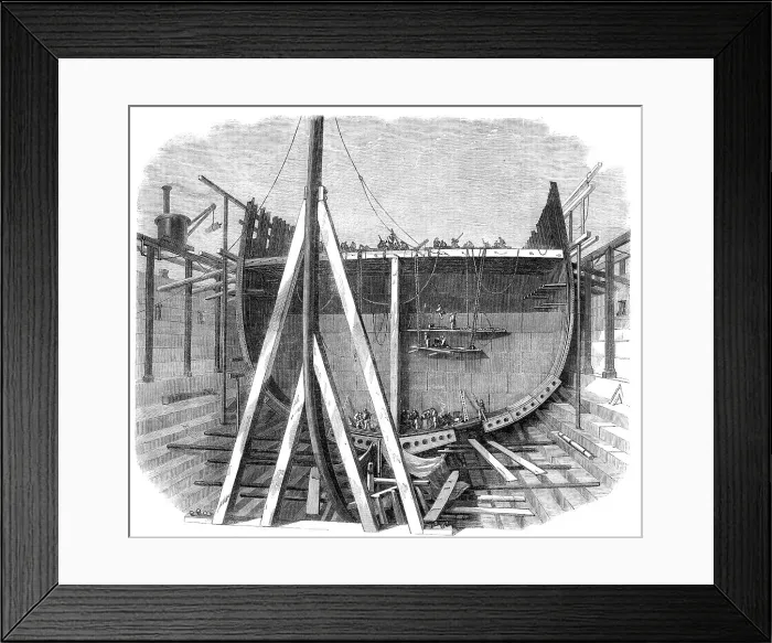 Framed Print : The new iron-clad fleet: framing of Her Majesty's steam-frigate Achilles, 50 guns, 1862. Creator: Unknown Framed Print : The new iron-clad fleet: framing of Her Majesty's steam-frigate Achilles, 50 guns, 1862. Creator: Unknown