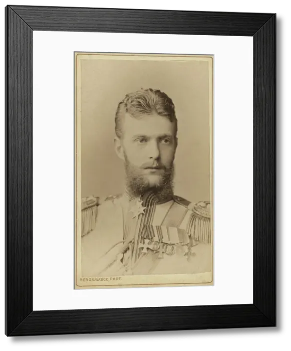 Framed Print : Grand Duke Serge Aleksandrovich, head-and-shoulders portrait, facing right, between 1870 and 1880. Creator: Unknown Framed Print : Grand Duke Serge Aleksandrovich, head-and-shoulders portrait, facing right, between 1870 and 1880. Creator: Unknown