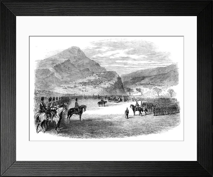 Framed Print : Lady Belhaven presenting new colours to the 26th Regiment (Cameronians) at the... 1862. Creator: Unknown Framed Print : Lady Belhaven presenting new colours to the 26th Regiment (Cameronians) at the... 1862. Creator: Unknown
