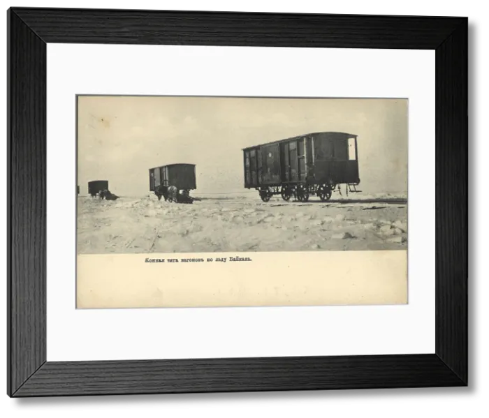 Framed Print : Horse-drawn carriages on the ice of Lake Baikal, 1904-1914. Creator: Unknown Framed Print : Horse-drawn carriages on the ice of Lake Baikal, 1904-1914. Creator: Unknown
