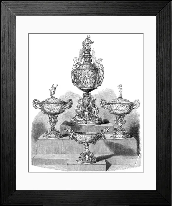 Framed Print : The International Exhibition: The Poetry of Great Britain, a group of silver designed... 1862. Creator: Unknown. The International Exhibition: The Poetry of Great Britain, a group of silver designed... 1862. Creator: Unknown Framed Print : The International Exhibition: The Poetry of Great Britain, a group of silver designed... 1862. Creator: Unknown. The International Exhibition: The Poetry of Great Britain, a group of silver designed... 1862. Creator: Unknown