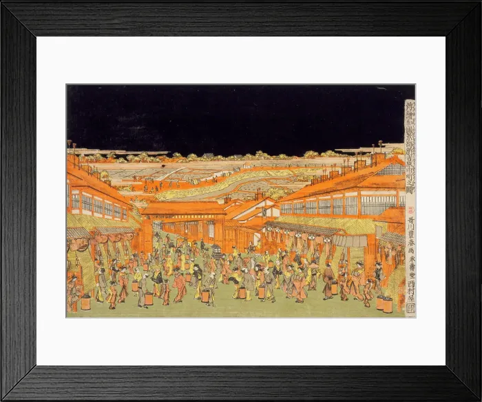 Framed Print : Nakano-cho Street in the Shin Yoshiwara Entertainment Quarter, c1770. Creator: Utagawa Toyoharu Framed Print : Nakano-cho Street in the Shin Yoshiwara Entertainment Quarter, c1770. Creator: Utagawa Toyoharu
