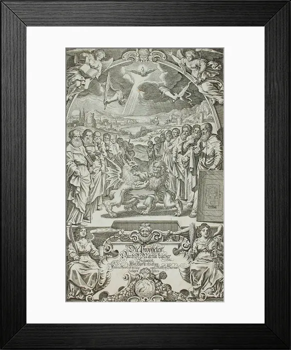 Framed Print : Frontispiece to the Book of Prophets, 17th century. Creator: Matthaus Merian Framed Print : Frontispiece to the Book of Prophets, 17th century. Creator: Matthaus Merian