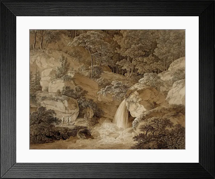 Framed Print : View of the Amselfall in Saxony, 1794. Creator: Adrian Zingg Framed Print : View of the Amselfall in Saxony, 1794. Creator: Adrian Zingg