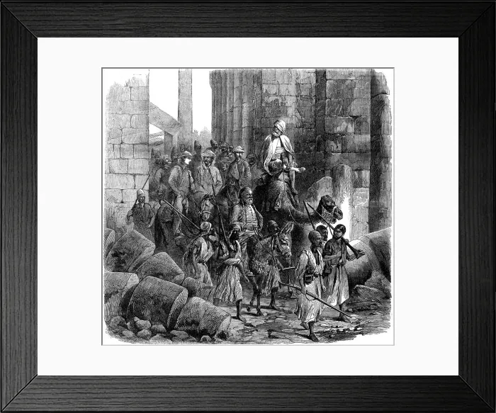 Framed Print : The Prince of Wales in Egypt: the Royal Party leaving the Hall of Columns, Karnak... 1862. Creator: Unknown Framed Print : The Prince of Wales in Egypt: the Royal Party leaving the Hall of Columns, Karnak... 1862. Creator: Unknown