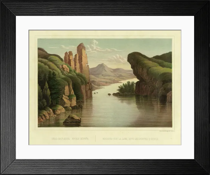 Framed Print : View of the Lena River at Ursk Gate, 1856. Creator: Ivan Dem'ianovich Bulychev Framed Print : View of the Lena River at Ursk Gate, 1856. Creator: Ivan Dem'ianovich Bulychev