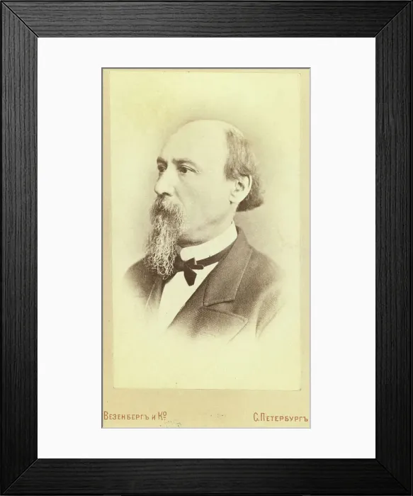 Framed Print : Nikolai Alekseevich Nekrasov, head-and-shoulders portrait, facing left, between 1880 and 1886. Creator: Unknown Framed Print : Nikolai Alekseevich Nekrasov, head-and-shoulders portrait, facing left, between 1880 and 1886. Creator: Unknown
