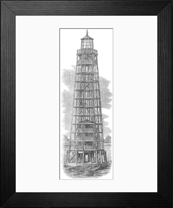 Framed Print : Wrought-iron lighthouse on the Ushruffee Reef, in the Strait of Jubal, in the Red Sea, 1862. Creator: Unknown Framed Print : Wrought-iron lighthouse on the Ushruffee Reef, in the Strait of Jubal, in the Red Sea, 1862. Creator: Unknown