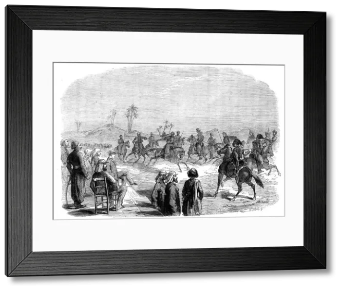 Framed Print : The Prince of Wales in Egypt: Jereed exercise performed by arnouts and arab chiefs... 1862. Creator: E. Skill Framed Print : The Prince of Wales in Egypt: Jereed exercise performed by arnouts and arab chiefs... 1862. Creator: E. Skill