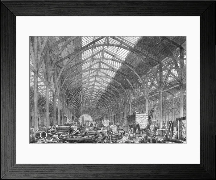 Framed Print : Progress of the International Exhibition Building: the Western Annexe, for machinery, 1862. Creator: Unknown Framed Print : Progress of the International Exhibition Building: the Western Annexe, for machinery, 1862. Creator: Unknown