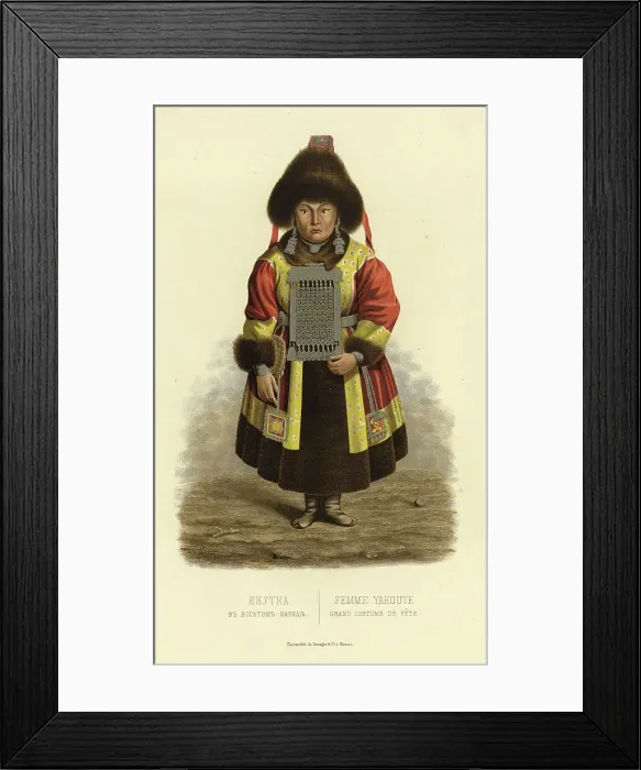Framed Print : Yakut Woman in Rich Folk Attire, 1856. Creator: Ivan Dem'ianovich Bulychev Framed Print : Yakut Woman in Rich Folk Attire, 1856. Creator: Ivan Dem'ianovich Bulychev