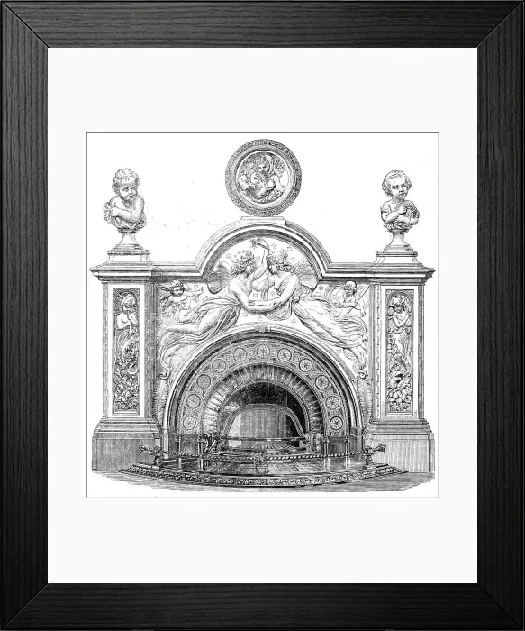 Framed Print : The International Exhibition: white marble mantelpiece and bas-relief executed... 1862. Creator: Unknown Framed Print : The International Exhibition: white marble mantelpiece and bas-relief executed... 1862. Creator: Unknown