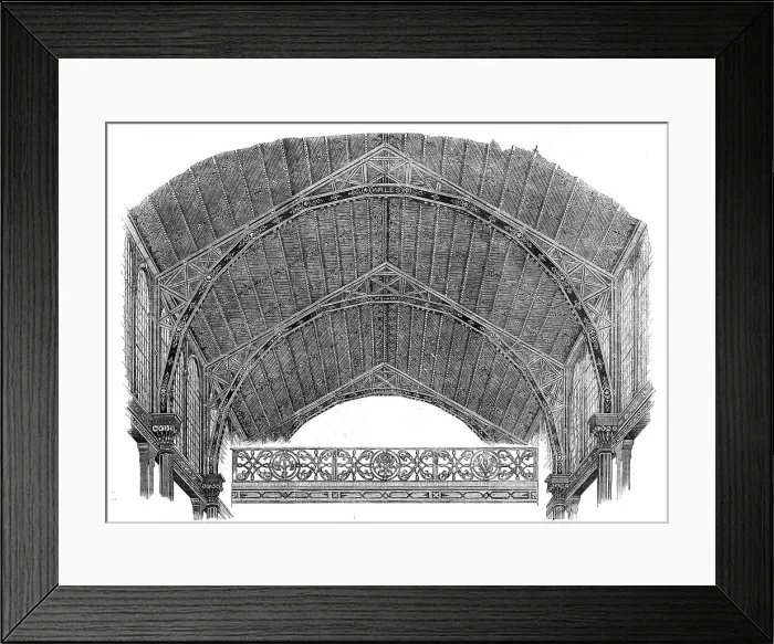 Framed Print : Progress of the International Exhibition Building: ornamentation of roof and railing of... 1862. Creator: Unknown Framed Print : Progress of the International Exhibition Building: ornamentation of roof and railing of... 1862. Creator: Unknown