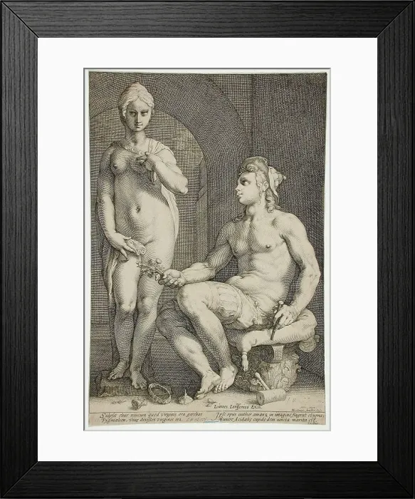 Framed Print : Pygmalion and Galatea, 1593. Creator: Hendrik Goltzius Framed Print : Pygmalion and Galatea, 1593. Creator: Hendrik Goltzius