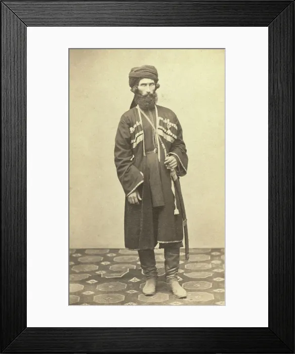 Framed Print : Full-length portrait of Transcaucasian man, standing, facing front, between 1870 and 1886. Creator: Unknown Framed Print : Full-length portrait of Transcaucasian man, standing, facing front, between 1870 and 1886. Creator: Unknown