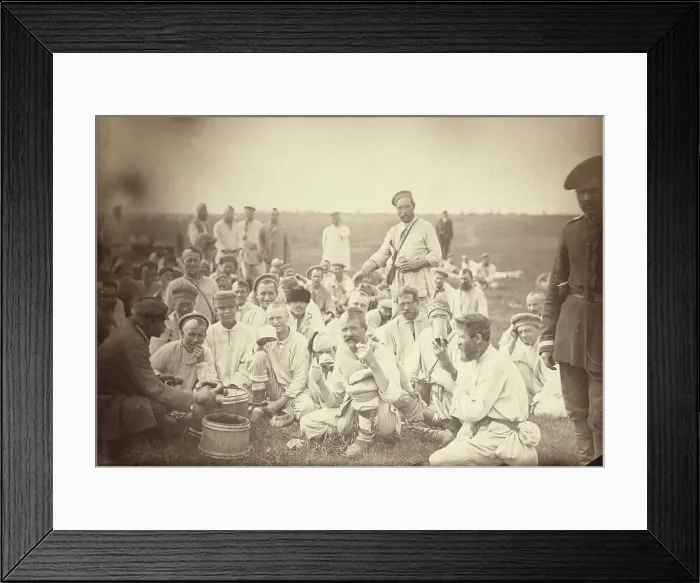 Framed Print : Siberian convicts taking lunch by the roadside (common criminals), between 1885 and 1886. Creator: Unknown Framed Print : Siberian convicts taking lunch by the roadside (common criminals), between 1885 and 1886. Creator: Unknown