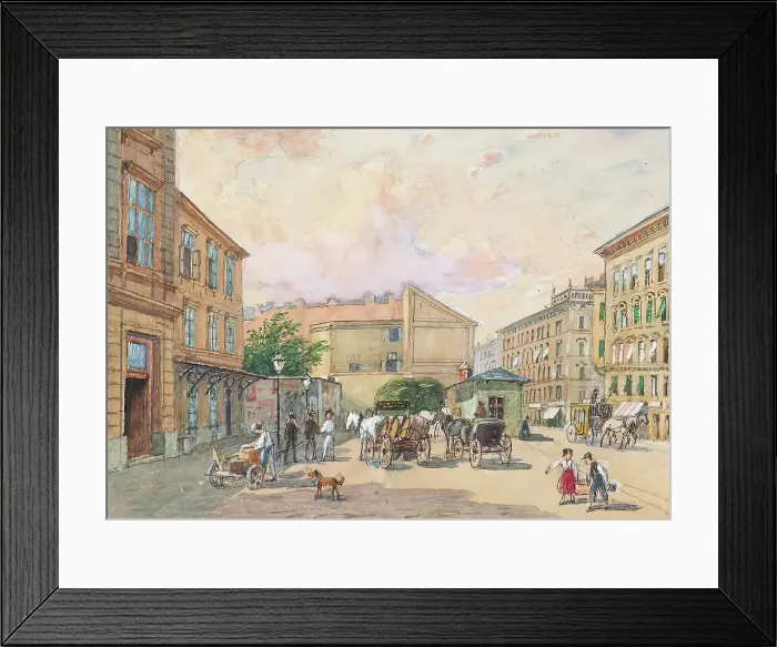 Framed Print : The Burggassen line in Vienna (corner of Kaiserstrasse and Burggasse), 1891. Creator: Franz Reinhold Framed Print : The Burggassen line in Vienna (corner of Kaiserstrasse and Burggasse), 1891. Creator: Franz Reinhold