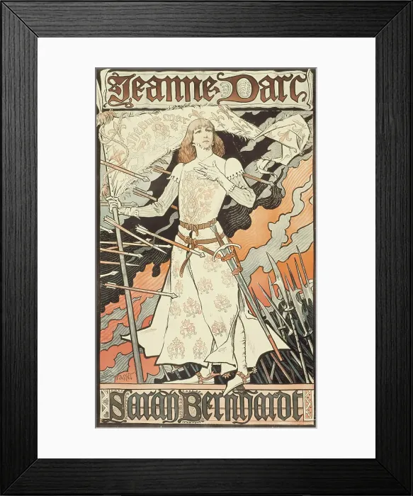 Framed Print : Jeanne d'Arc-Sarah Bernhardt, between 1889 and 1894. Creator: Eugene Samuel Grasset