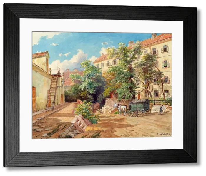 Framed Print : The courtyard of the police prison house on Theobaldgasse in Vienna, 1892. Creator: Franz Reinhold Framed Print : The courtyard of the police prison house on Theobaldgasse in Vienna, 1892. Creator: Franz Reinhold