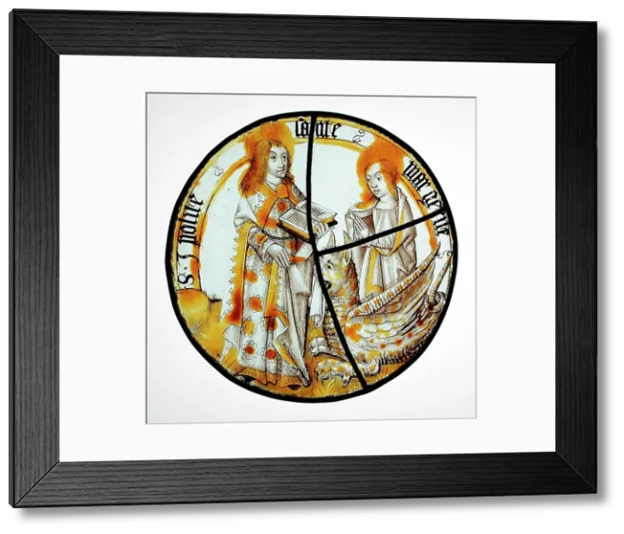 Framed Print : Roundel: Saints Hippolytus and Margaret, between 1490 and 1510. Creator: Unknown Framed Print : Roundel: Saints Hippolytus and Margaret, between 1490 and 1510. Creator: Unknown