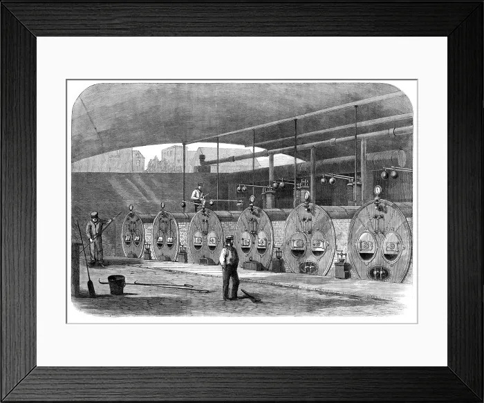 Framed Print : The International Exhibition: range of boilers for supplying steam to machinery in the... 1862. Creator: Unknown Framed Print : The International Exhibition: range of boilers for supplying steam to machinery in the... 1862. Creator: Unknown