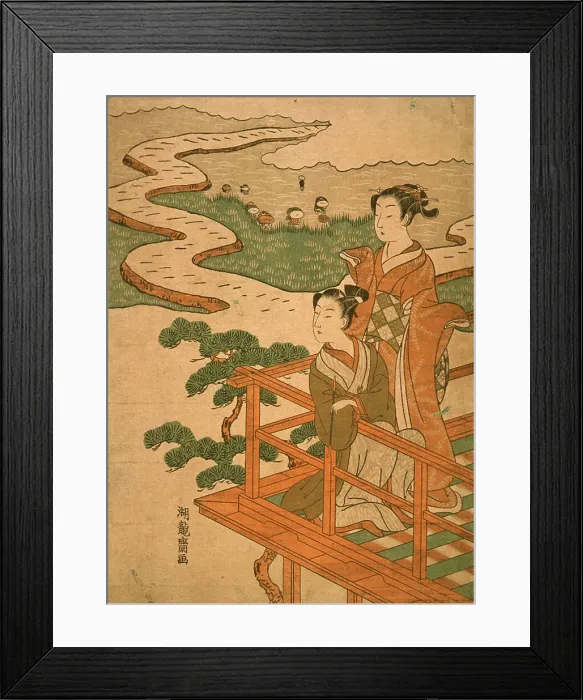 Framed Print : A Couple Viewing Rice Planting, 18th century. Creator: Isoda Koryusai Framed Print : A Couple Viewing Rice Planting, 18th century. Creator: Isoda Koryusai