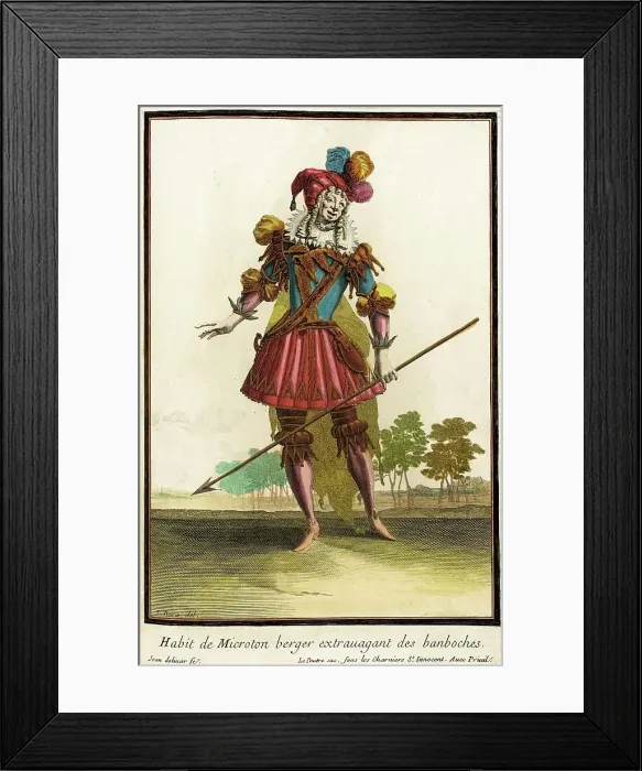 Framed Print : Recueil des modes de la cour de France, Habit de Microton Berger Extravagant des... 1703-1704. Creators: Jacques Le Pautre, Jean Doliver, Jean Berain Framed Print : Recueil des modes de la cour de France, Habit de Microton Berger Extravagant des... 1703-1704. Creators: Jacques Le Pautre, Jean Doliver, Jean Berain