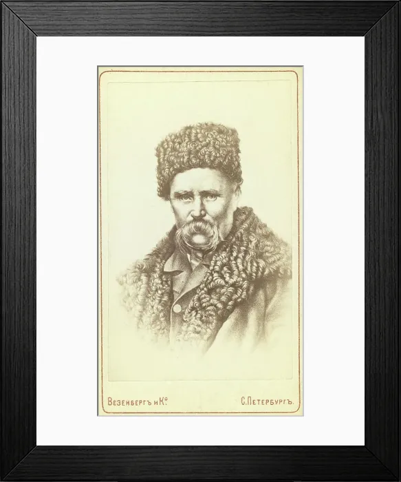 Framed Print : Taras Shevchenko, head-and-shoulders portrait, facing front, between 1880 and 1886. Creator: Unknown Framed Print : Taras Shevchenko, head-and-shoulders portrait, facing front, between 1880 and 1886. Creator: Unknown