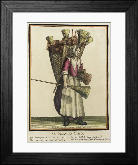 Framed Print : Recueil des modes de la cour de France, La Crieuse de Balets, after 1674. Creators: Jean-Baptiste Bonnart, Nicolas Bonnart Framed Print : Recueil des modes de la cour de France, La Crieuse de Balets, after 1674. Creators: Jean-Baptiste Bonnart, Nicolas Bonnart