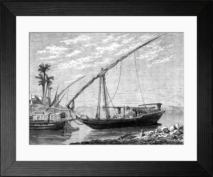 Framed Print : The Prince of Wales Visit to Egypt: the Nile Boat - from a drawing by Frank Dillon, 1862. Creator: Richard Principal Leitch Framed Print : The Prince of Wales Visit to Egypt: the Nile Boat - from a drawing by Frank Dillon, 1862. Creator: Richard Principal Leitch