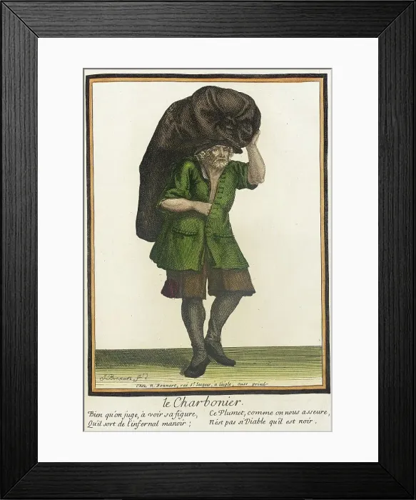 Framed Print : Recueil des modes de la cour de France, Le Charbonier, after 1674. Creators: Jean-Baptiste Bonnart, Nicolas Bonnart Framed Print : Recueil des modes de la cour de France, Le Charbonier, after 1674. Creators: Jean-Baptiste Bonnart, Nicolas Bonnart
