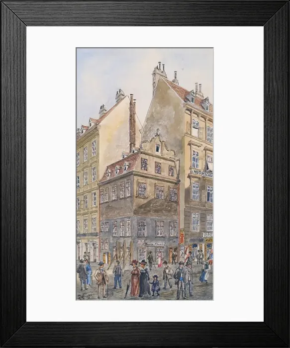 Framed Print : The Salzgries in Vienna (corner of Tiefer Graben), 1904. Creator: Gustav Korompay Framed Print : The Salzgries in Vienna (corner of Tiefer Graben), 1904. Creator: Gustav Korompay