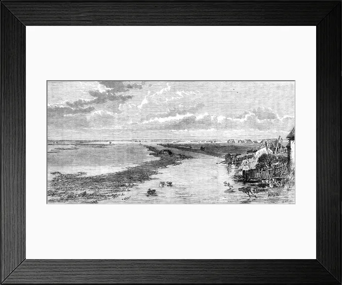 Framed Print : The Flood in the Fens: view from Islington Bridge, 1862. Creator: Unknown Framed Print : The Flood in the Fens: view from Islington Bridge, 1862. Creator: Unknown