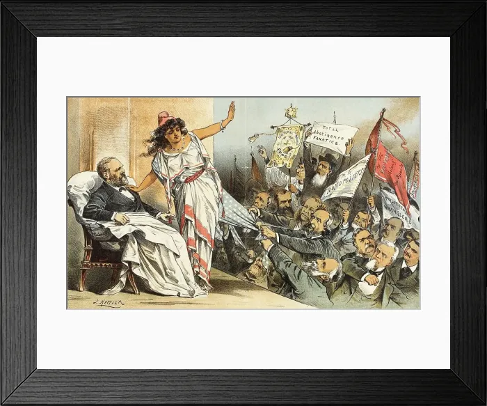 Framed Print : Feinde der Republik..... Cartoon from Puck, between 1880 and 1889. Creator: Joseph Keppler Framed Print : Feinde der Republik..... Cartoon from Puck, between 1880 and 1889. Creator: Joseph Keppler