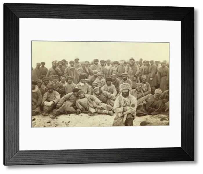 Framed Print : Group portrait of large group of convicts, between 1880 and 1886. Creator: Unknown Framed Print : Group portrait of large group of convicts, between 1880 and 1886. Creator: Unknown