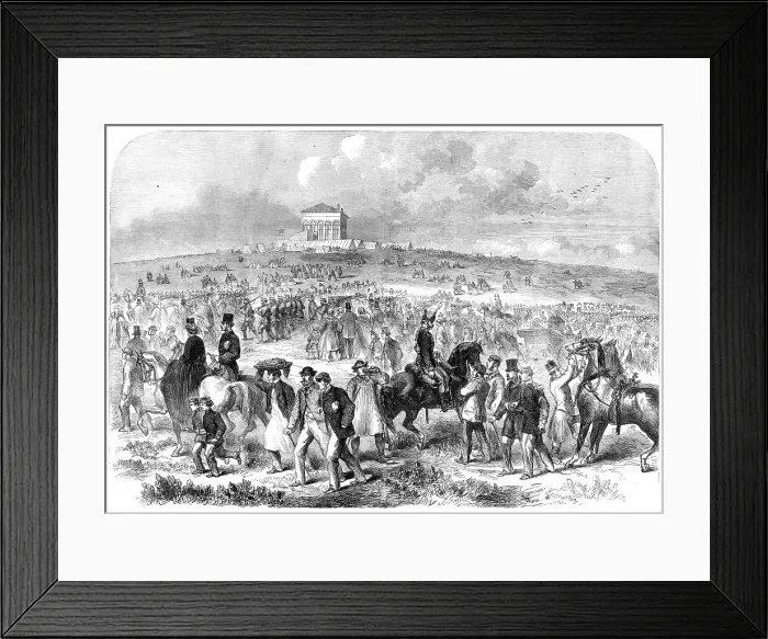 Framed Print : The Volunteer Field-Day at Brighton: arrival of volunteers on the racecourse, 1862. Creator: Unknown Framed Print : The Volunteer Field-Day at Brighton: arrival of volunteers on the racecourse, 1862. Creator: Unknown