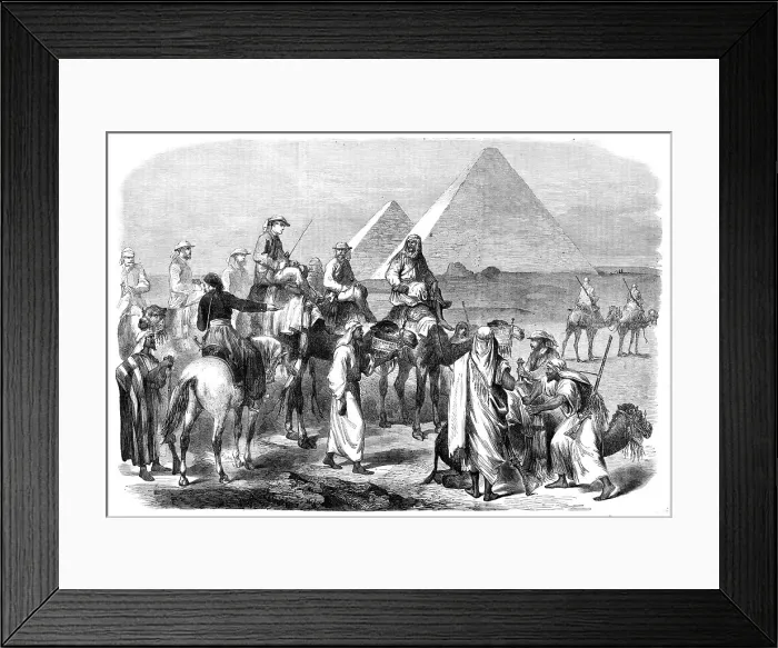 Framed Print : The Prince of Wales Visit to Egypt: a portion of the Royal Party leaving the encampment... 1862. Creator: Unknown Framed Print : The Prince of Wales Visit to Egypt: a portion of the Royal Party leaving the encampment... 1862. Creator: Unknown