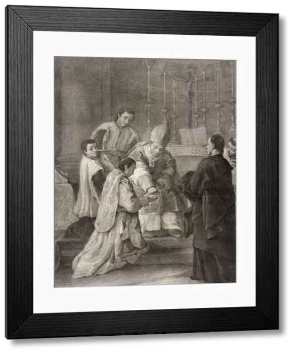 Framed Print : Ordination, c1755. Creators: Giovanni Marco Pitteri, Pietro Longhi Framed Print : Ordination, c1755. Creators: Giovanni Marco Pitteri, Pietro Longhi