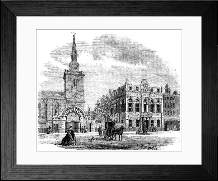 Framed Print : Street architecture - St. James's new vestry hall, Piccadilly, 1862. Creator: Unknown Framed Print : Street architecture - St. James's new vestry hall, Piccadilly, 1862. Creator: Unknown