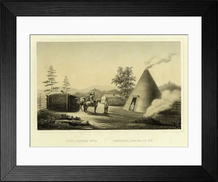 Framed Print : Yakut Summer Yurts, 1856. Creator: Ivan Dem'ianovich Bulychev Framed Print : Yakut Summer Yurts, 1856. Creator: Ivan Dem'ianovich Bulychev