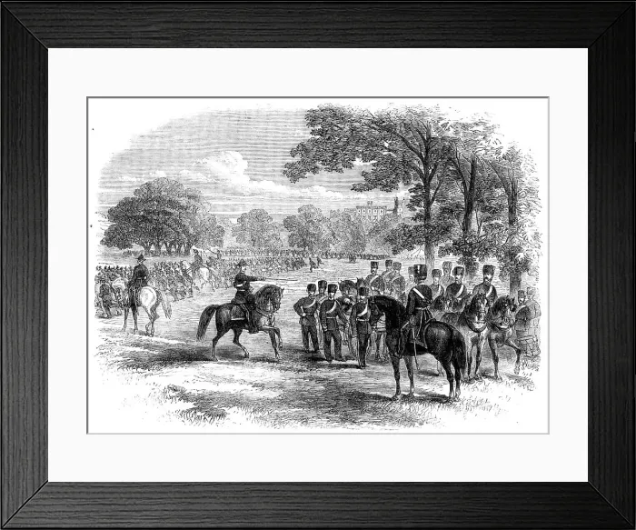 Framed Print : Volunteer review and fete at Shrubland Hall, near Ipswich... 1862. Creator: Unknown Framed Print : Volunteer review and fete at Shrubland Hall, near Ipswich... 1862. Creator: Unknown