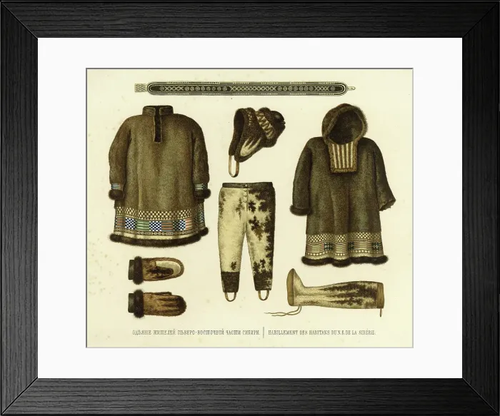 Framed Print : Clothing from Residents of the Northeastern Part of Siberia, 1856. Creator: Ivan Dem'ianovich Bulychev Framed Print : Clothing from Residents of the Northeastern Part of Siberia, 1856. Creator: Ivan Dem'ianovich Bulychev