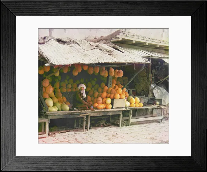 Framed Print : Melon vendor, Samarkand, between 1905 and 1915. Creator: Sergey Mikhaylovich Prokudin-Gorsky Framed Print : Melon vendor, Samarkand, between 1905 and 1915. Creator: Sergey Mikhaylovich Prokudin-Gorsky