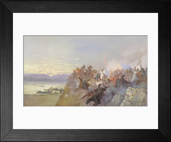 Framed Print : Last Defeat of Khan Kuchum, 19th century. Creator: Nikolay Nikolaevich Karazin Framed Print : Last Defeat of Khan Kuchum, 19th century. Creator: Nikolay Nikolaevich Karazin