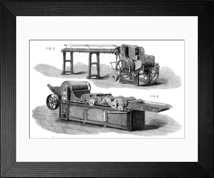 Framed Print : The International Exhibition - cotton manufacture: machinery of Platt Brothers, Oldham, 1862. Creator: Unknown Framed Print : The International Exhibition - cotton manufacture: machinery of Platt Brothers, Oldham, 1862. Creator: Unknown
