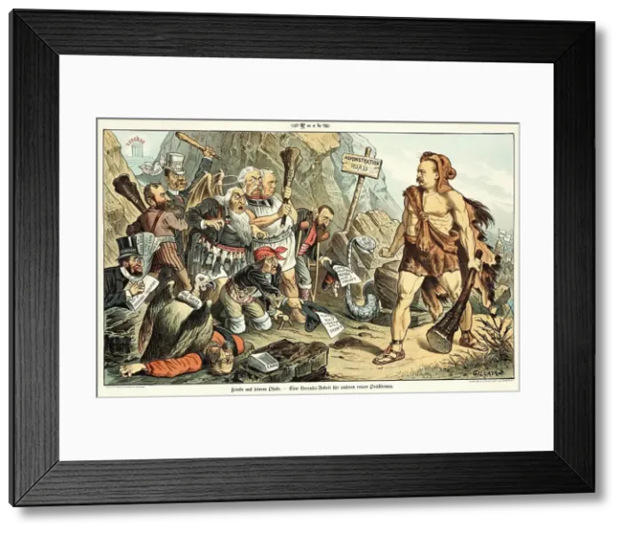 Framed Print : Cartoon from Puck, between 1880 and 1889. Creators: Joseph Keppler, Bernhard Gillam Framed Print : Cartoon from Puck, between 1880 and 1889. Creators: Joseph Keppler, Bernhard Gillam