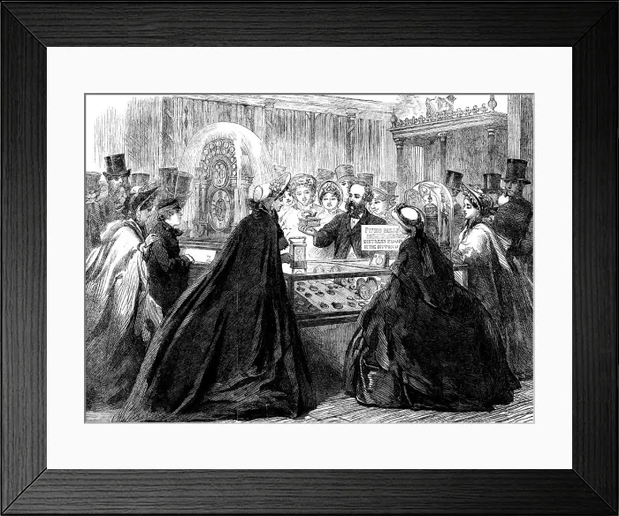 Framed Print : The International Exhibition: the piping bullfinch in the Swiss Court, 1862. Creator: Unknown Framed Print : The International Exhibition: the piping bullfinch in the Swiss Court, 1862. Creator: Unknown