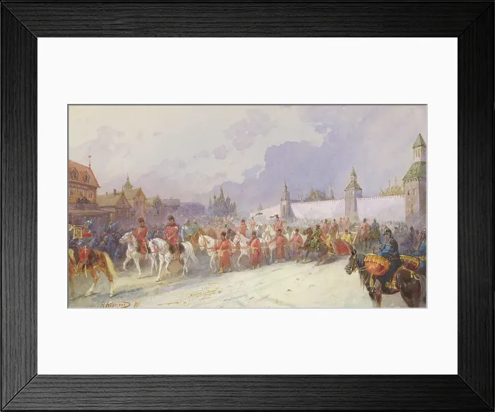 Framed Print : The Arrival of the Captured Kuchum's Family in Moscow, 1599, 19th century. Creator: Nikolay Nikolaevich Karazin Framed Print : The Arrival of the Captured Kuchum's Family in Moscow, 1599, 19th century. Creator: Nikolay Nikolaevich Karazin