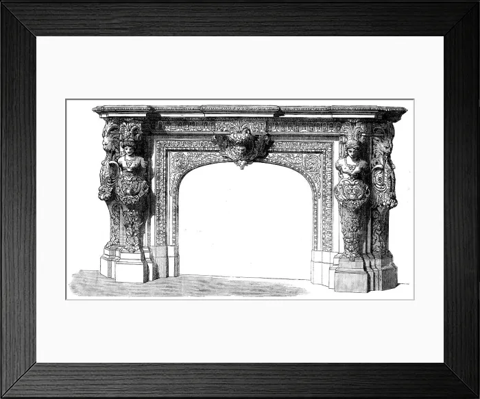 Framed Print : The International Exhibition - marble chimneypiece, by Leclercq, in the Belgian Court... 1862. Creator: Unknown Framed Print : The International Exhibition - marble chimneypiece, by Leclercq, in the Belgian Court... 1862. Creator: Unknown